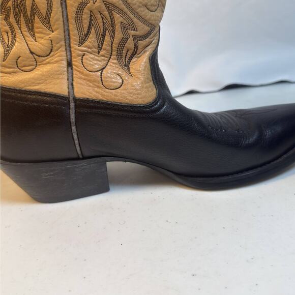 Ariat Men’s Western Cowboy Boots 8.5D Black Tan Leather Square Toe - Picture 7 of 8